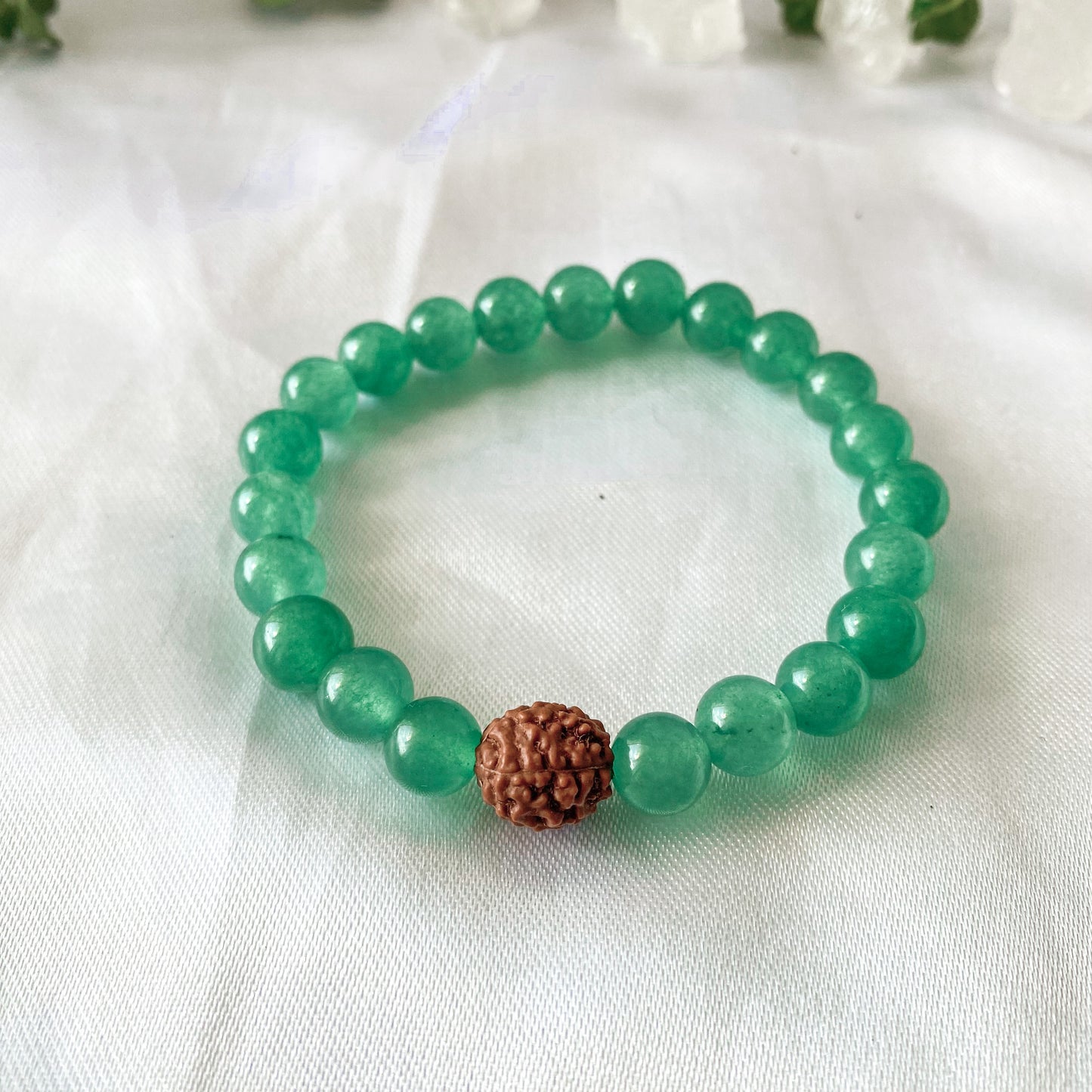 Bracelet Jade y Rudraksha